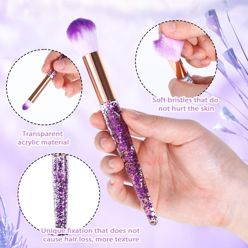 EupHHonycs 10 PCS Crystal Glitter Makeup Brushes, Cute Makeup Brushes Face Cosmetics Blending Brushes Professional Glitter Brushes for Foundation Concealer Eye Shadow Blush Lip - Image 3