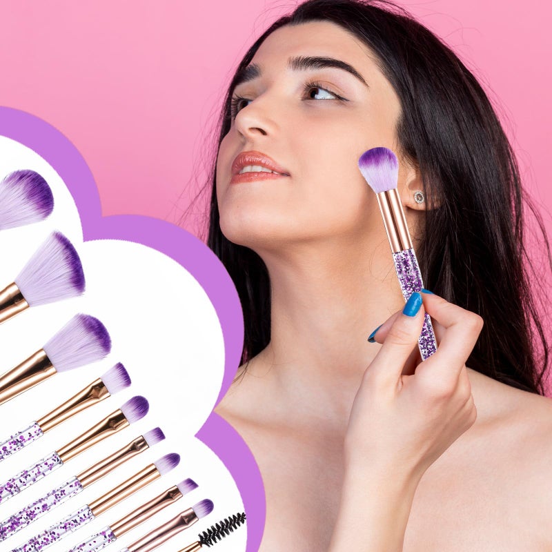 EupHHonycs 10 PCS Crystal Glitter Makeup Brushes, Cute Makeup Brushes Face Cosmetics Blending Brushes Professional Glitter Brushes for Foundation Concealer Eye Shadow Blush Lip - Image 4