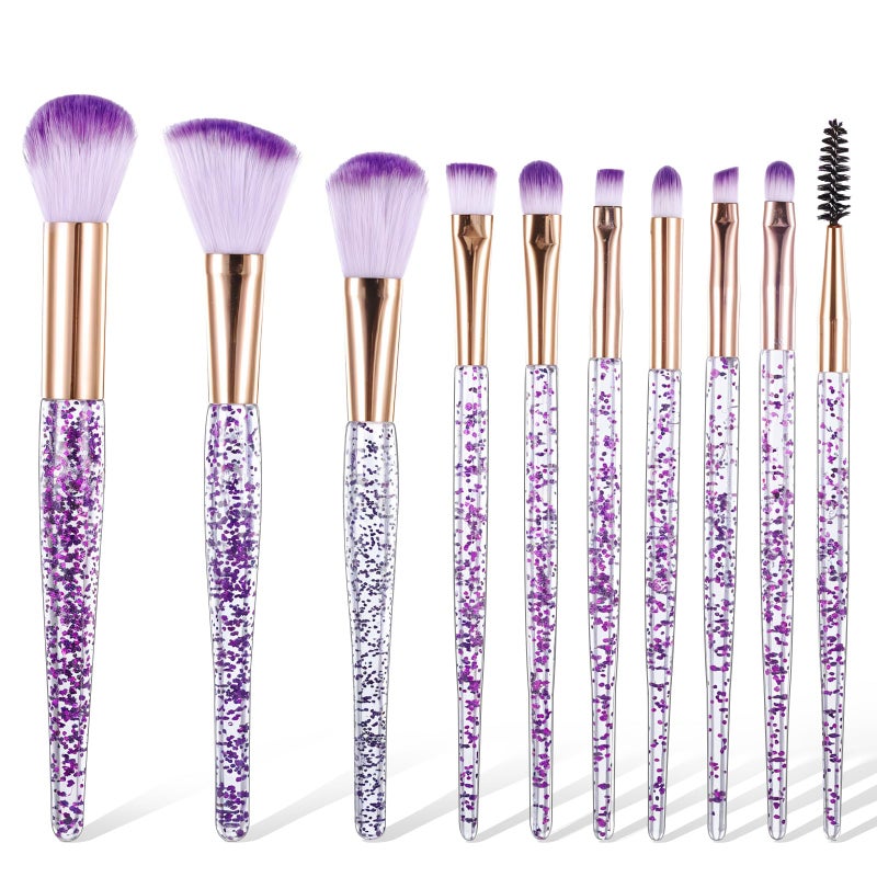 EupHHonycs 10 PCS Crystal Glitter Makeup Brushes, Cute Makeup Brushes Face Cosmetics Blending Brushes Professional Glitter Brushes for Foundation Concealer Eye Shadow Blush Lip - Image 1
