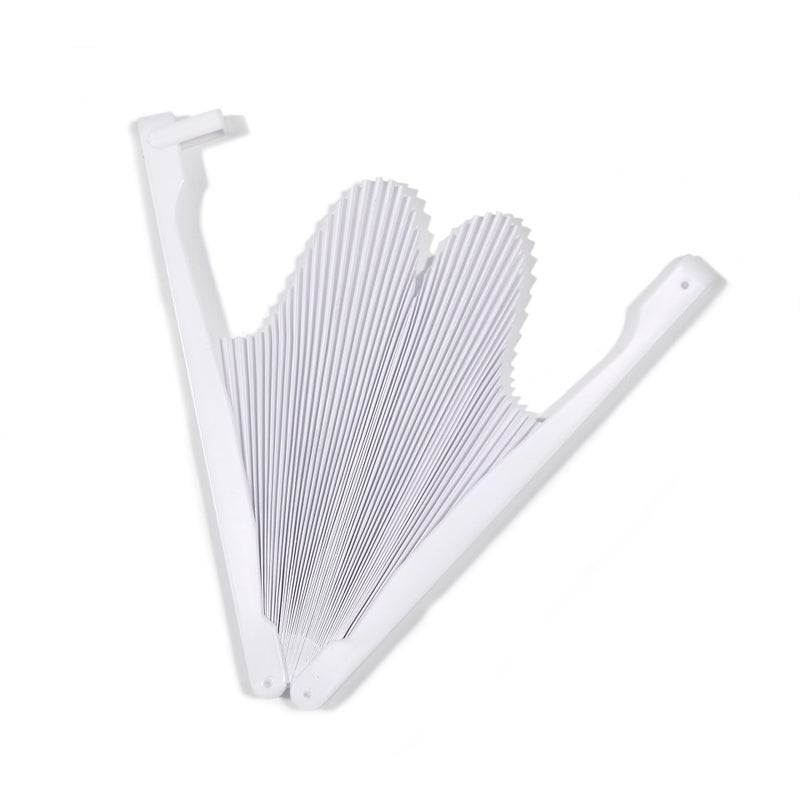 Bestage 100 Pieces Paper Fans White Bulk Folding Foldable Hand Handheld Fans Wedding Decorations Heart Shaped Accordion Fans with Plastic Fan Handles for Wedding Birthday Guest Party Favors DIY - Image 4