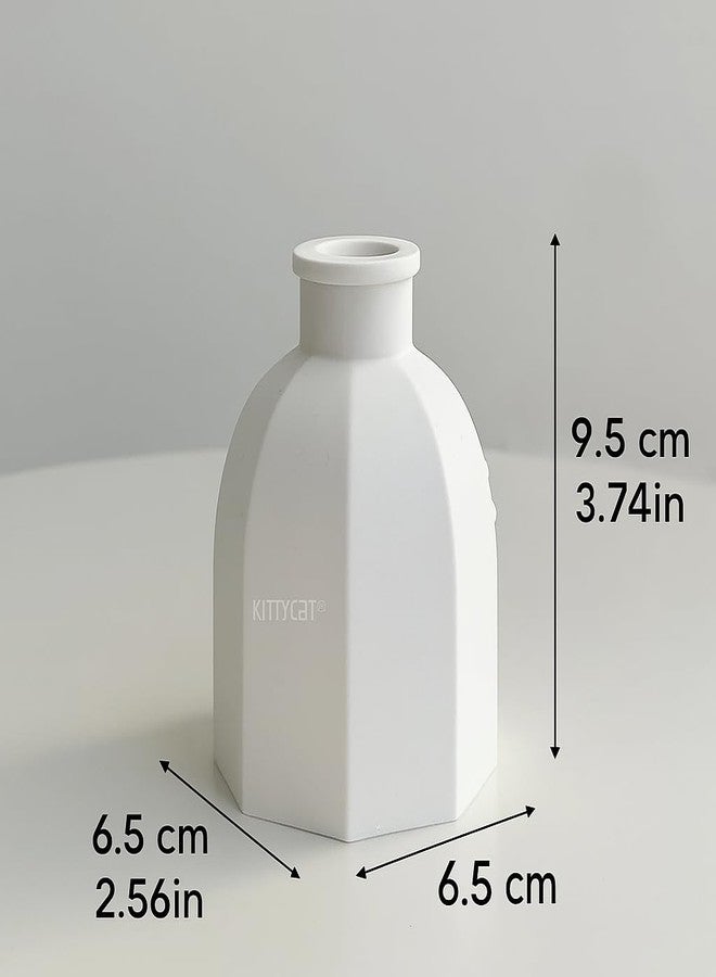 Kitty Cat® Designer Minimalist Cute Flower Vase - Handmade White Concrete Modern Vase for Pampas Grass, Home, Living Room, Dining Table, Office, Farmhouse, Bedroom & Kitchen Shelf Decor (Hexa) - Image 5
