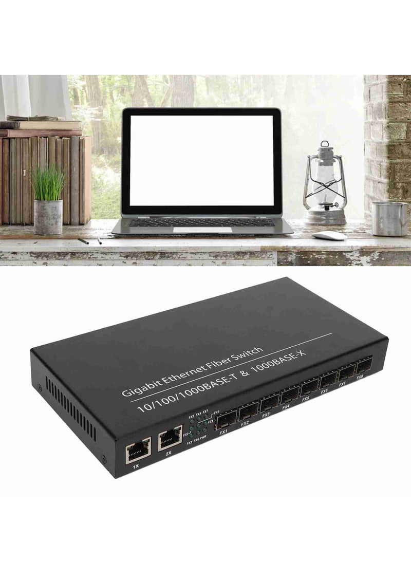 Generic Gigabit Ethernet Fiber Switch 8 Optical Port 2 Electrical Port Up To 120km RJ45 Port SFP Fiber Media Converter 100‑240V UK Plug  - Image 1