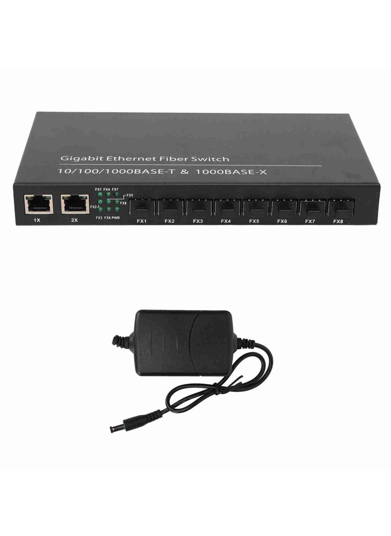 Generic Gigabit Ethernet Fiber Switch 8 Optical Port 2 Electrical Port Up To 120km RJ45 Port SFP Fiber Media Converter 100‑240V UK Plug  - Image 2