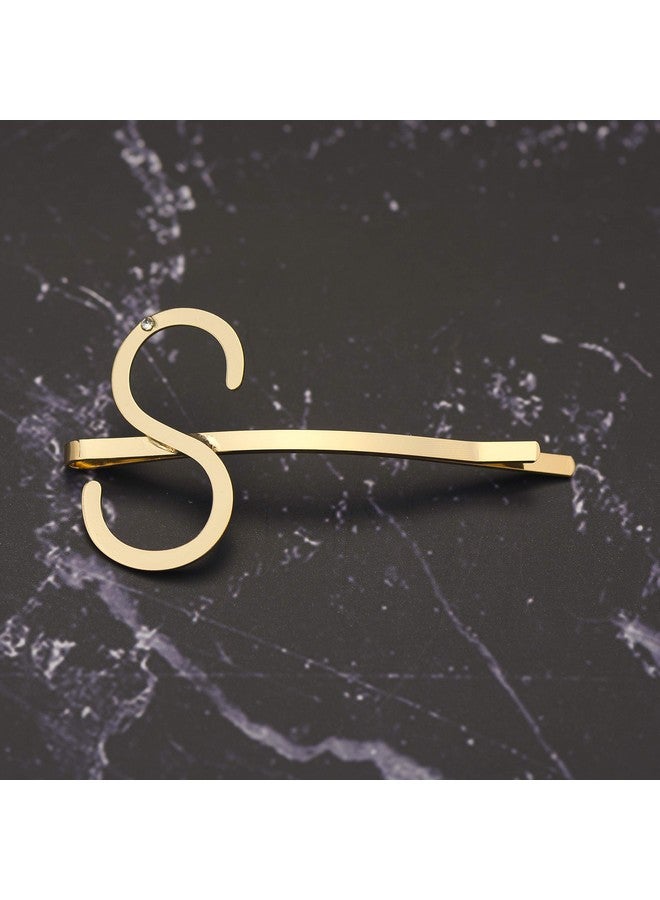 SpinningDaisy Initial Charm With Crystal Accent Hair Pin S Gold - Image 3