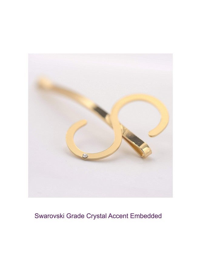 SpinningDaisy Initial Charm With Crystal Accent Hair Pin S Gold - Image 5