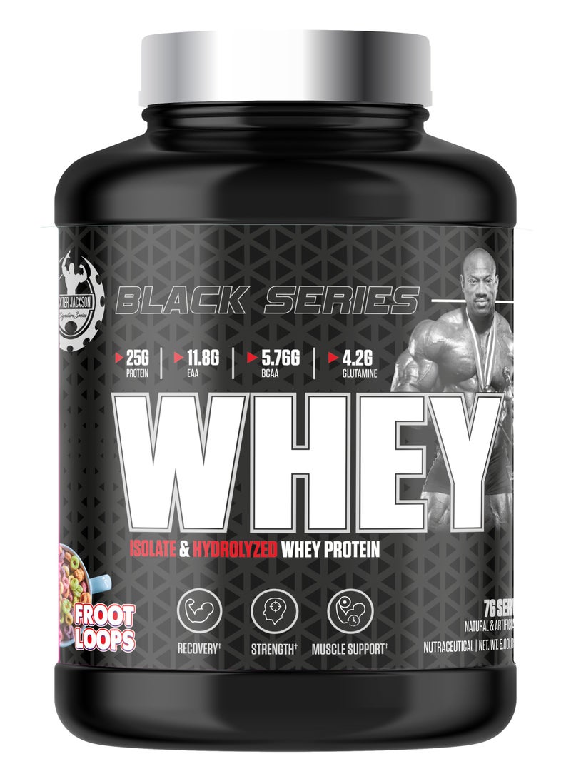 DEXTER JACKSON Black Series Isolate & Hydrolyzed Whey Protein 5 Lbs (76 Servings) - High Protein Supplement for Muscle Growth & Recovery (Froot Loops) - Image 1