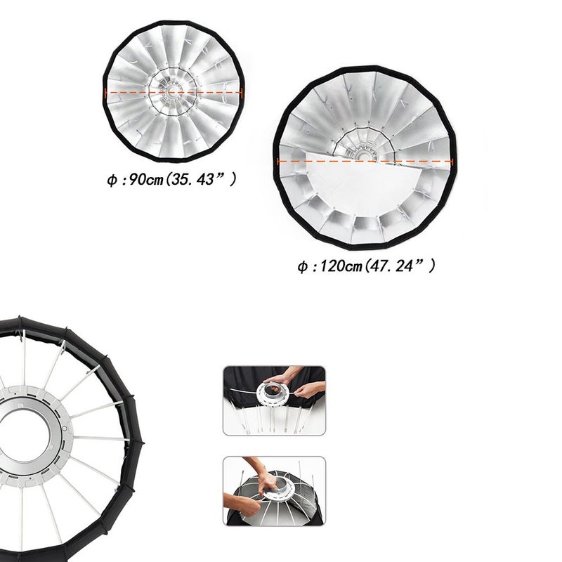 Godox P120L 120cm Deep Parabolic Softbox with Bowens Mount Adapter Ring for Aputure COB 120D 120t AD600B AD600BM Flashpoint XPLOR 600 and Other Bowen Mount Lights - Image 5