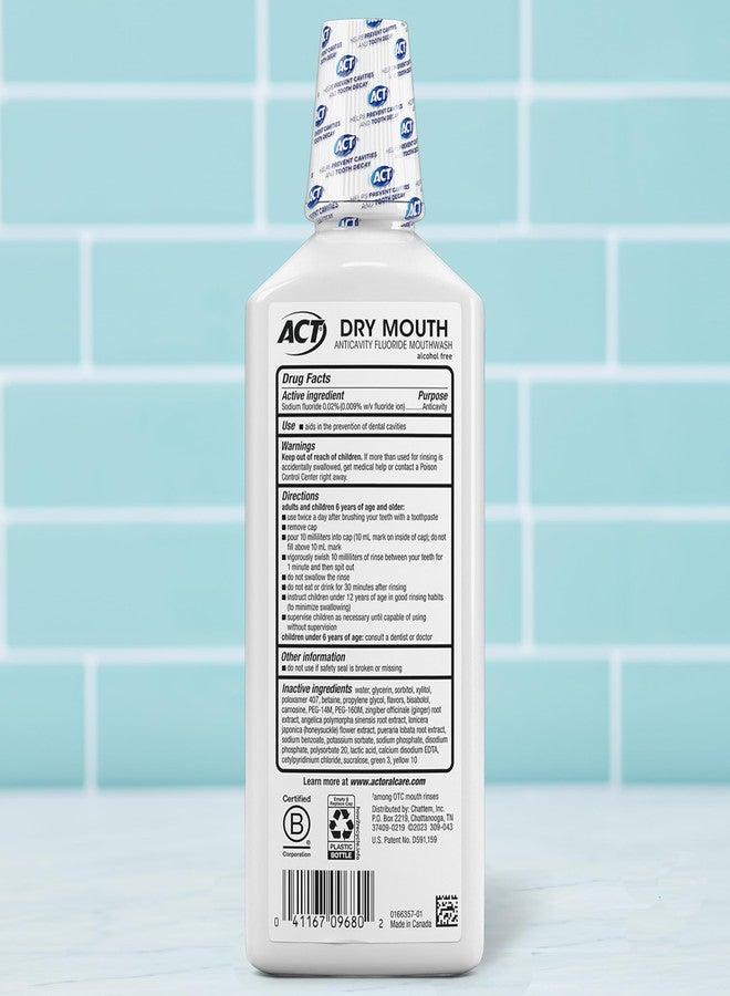 ACT Dry Mouth Anticavity Zero Alcohol Fluoride Mouthwash 18 fl. oz. Soothing Mint - Image 2