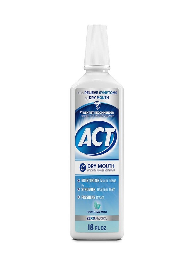 ACT Dry Mouth Anticavity Zero Alcohol Fluoride Mouthwash 18 fl. oz. Soothing Mint - Image 1