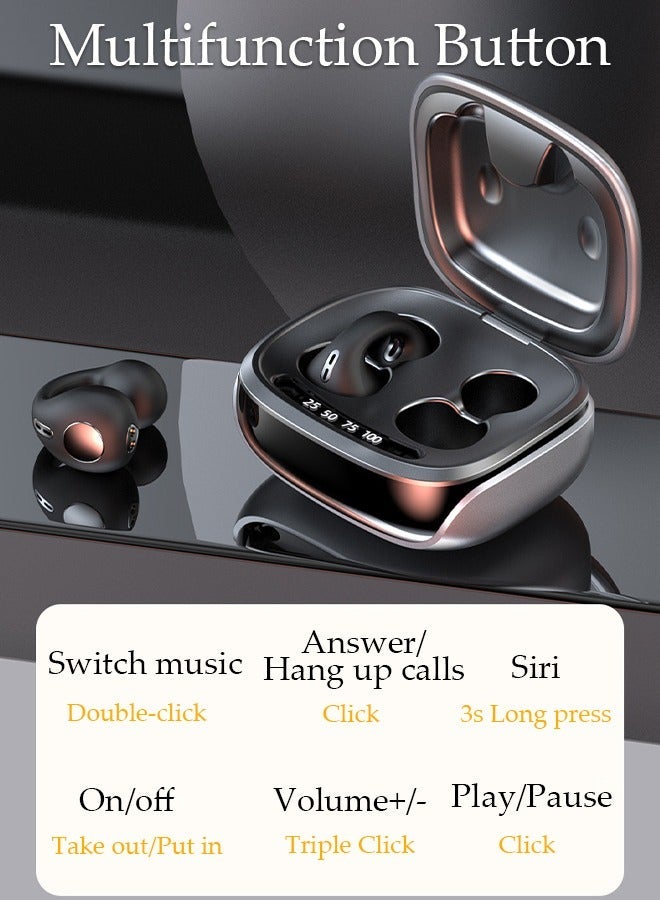 DUNISO Wireless Ear Clip On Earbuds Open Ear Headphones Bluetooth, Bone Conduction Headset with Power Display and Touch Control, Waterproof Earphones for Sports Driving Working - Image 3