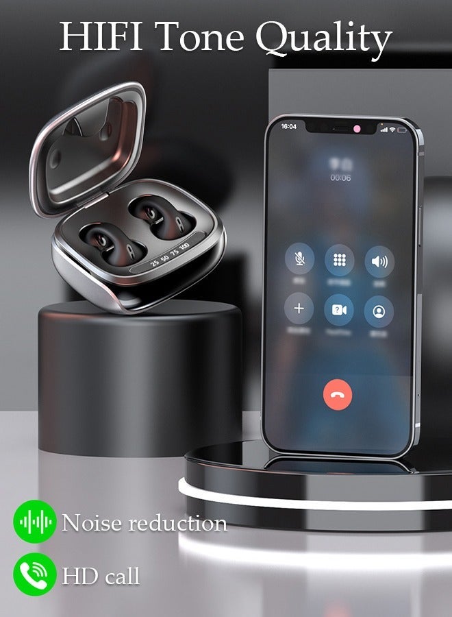 DUNISO Wireless Ear Clip On Earbuds Open Ear Headphones Bluetooth, Bone Conduction Headset with Power Display and Touch Control, Waterproof Earphones for Sports Driving Working - Image 5