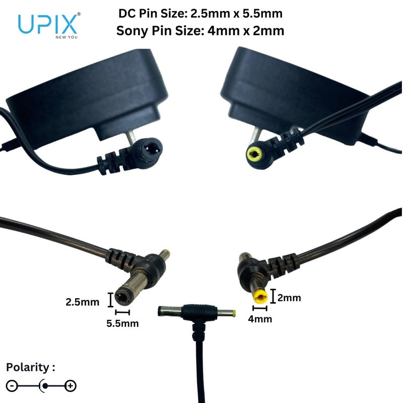 Upix 9V 2A Power Adapter (with DC & Sony Pin),Power Supply AC Input 100-240 V Toy Cars, CCTV Cameras, Routers, Cordless Phones Set Top Boxes, Wireless Devices, POS Machines, Electronic Gadgets - Image 2