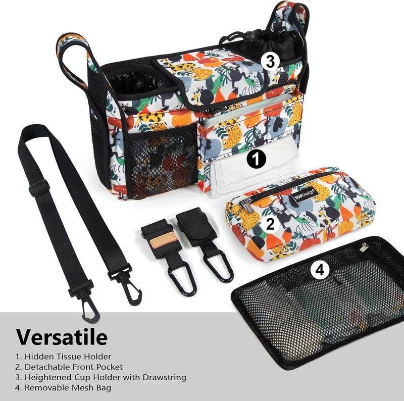 TOPDesign Universal Baby Stroller Organizer with Detachable Mesh Bag - Image 2