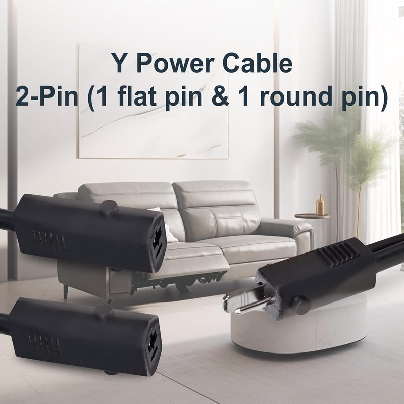 Fromann 2 Pin Y Splitter Power Cable Recliner 120cm Extension Lead Cable Cord Connecting 2 Motors to 1 Power Supply for Electric Recliner and Lift Chairs - Image 4