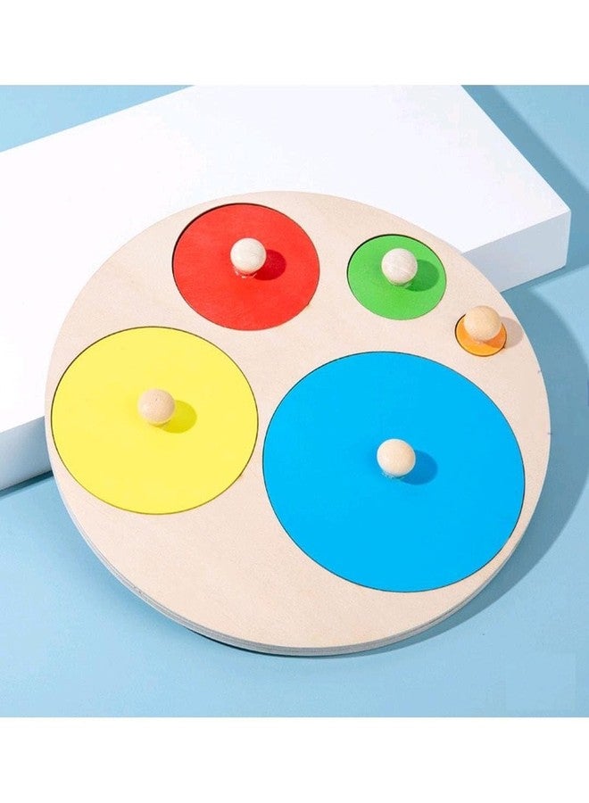 Prescent Colorful Round Wooden Educational Intelligence Learning Puzzle Toy Gifts for Kids and More - Image 1