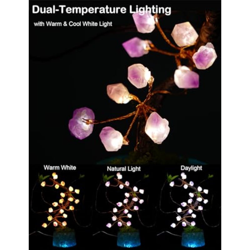 10.6" Crystal Tree of Life Night Light with Remote and Timer, USB/Battery Powered, Adjustable Warm to Cool White, Healing Stone Decor, Unique Gift for Women, Housewarming, Birthday - Image 2