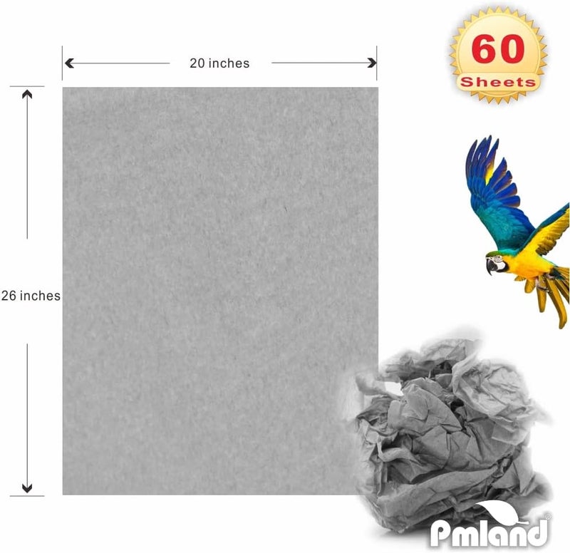 PMLAND ورق تغليف هدايا - لون رمادي فضي - 20 بوصة × 26 بوصة 60 ورقة - Image 4