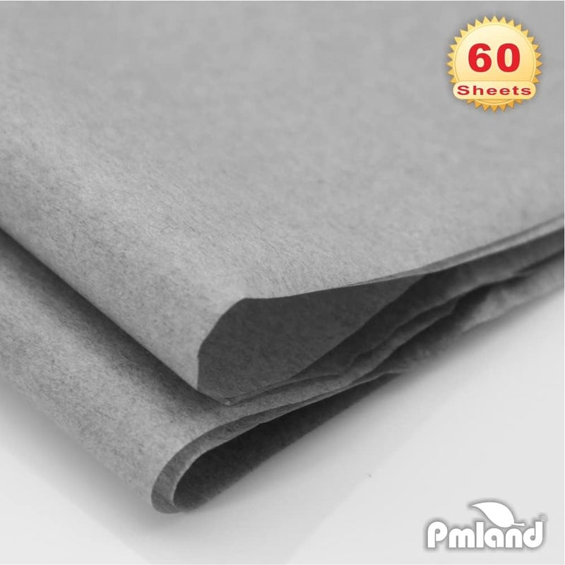 PMLAND ورق تغليف هدايا - لون رمادي فضي - 20 بوصة × 26 بوصة 60 ورقة - Image 2