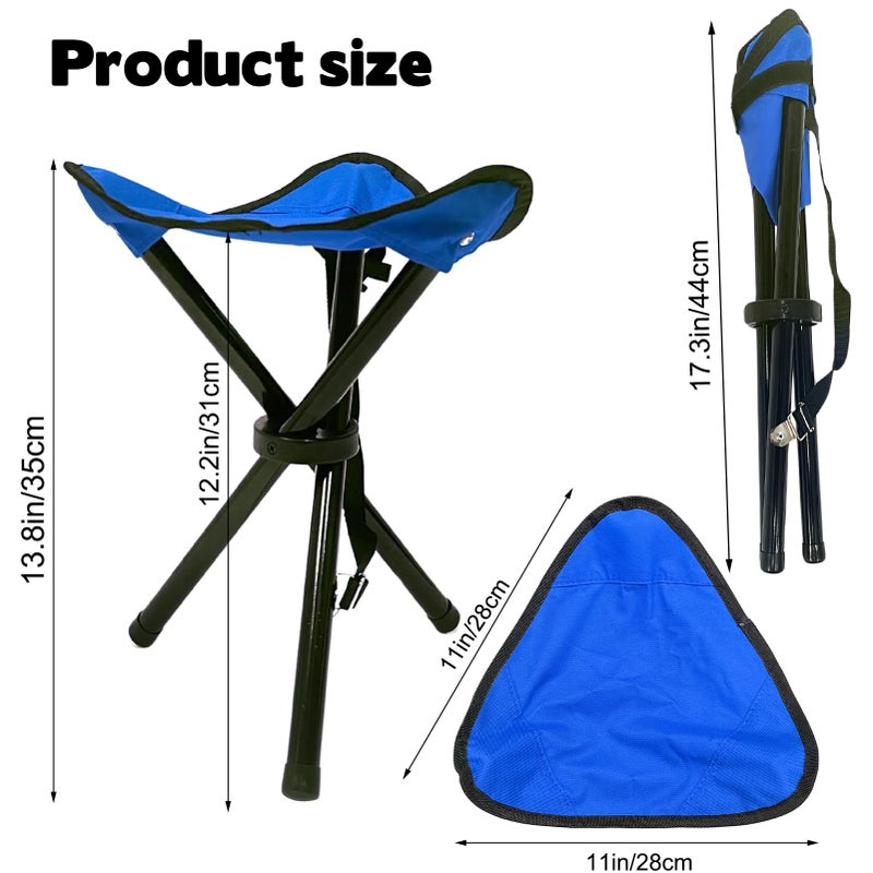 CebraBounze Travel Folding Camping Stool, Use Height 14.6" and Maximum Weight 240 lbs Outdoor Portable Tripod Seat Fishing Chair Seat for Camping Fishing Hiking Gardening and Beach Garden Painting (Blue) - Image 2