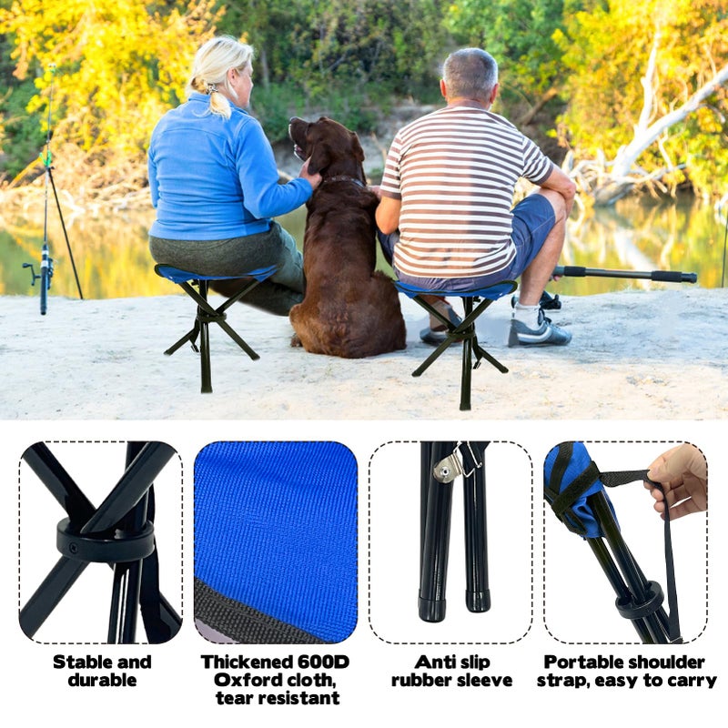 CebraBounze Travel Folding Camping Stool, Use Height 14.6" and Maximum Weight 240 lbs Outdoor Portable Tripod Seat Fishing Chair Seat for Camping Fishing Hiking Gardening and Beach Garden Painting (Blue) - Image 3