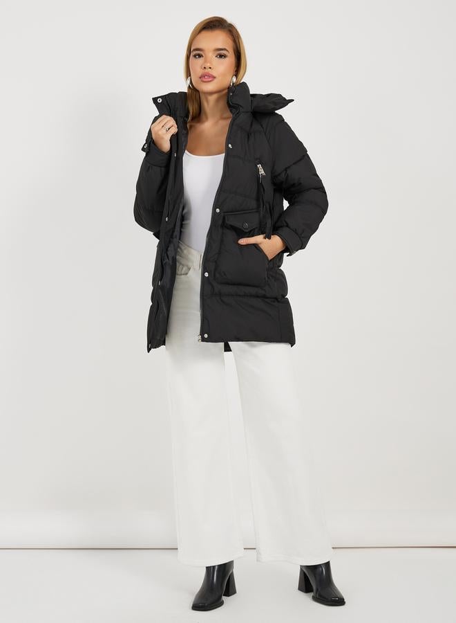 Styli Regular Fit Longline Padded Coat with Hood - Image 2