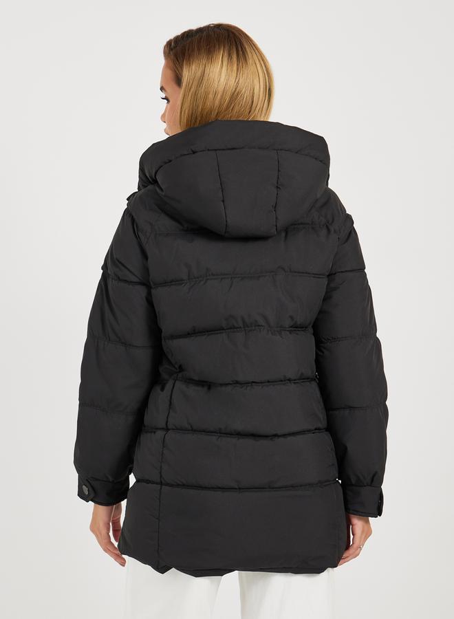 Styli Regular Fit Longline Padded Coat with Hood - Image 5