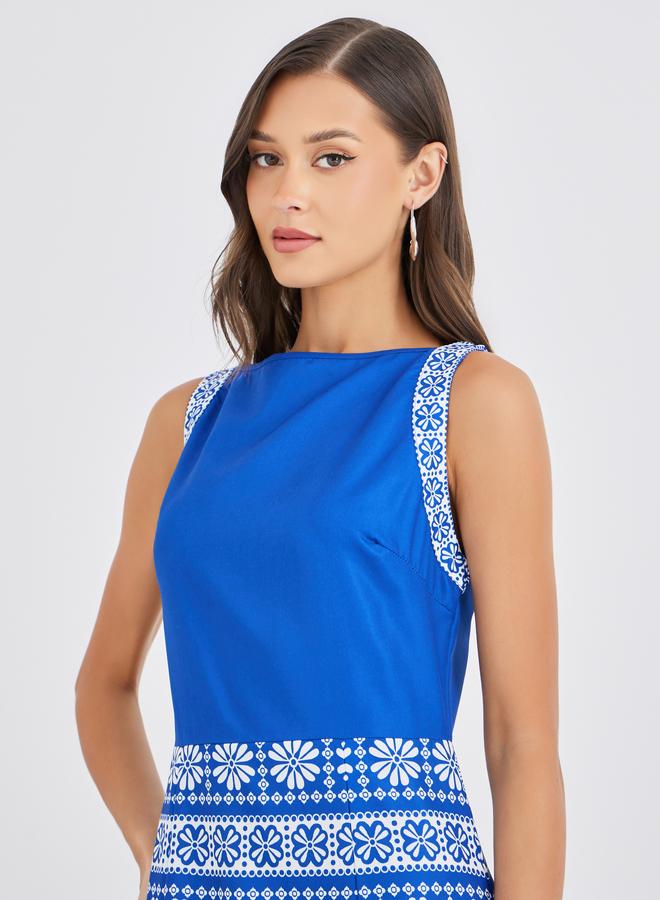 Styli Aztec Digital Print Sleeveless A-Line Maxi Dress - Image 4