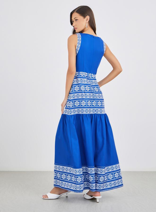 Styli Aztec Digital Print Sleeveless A-Line Maxi Dress - Image 5