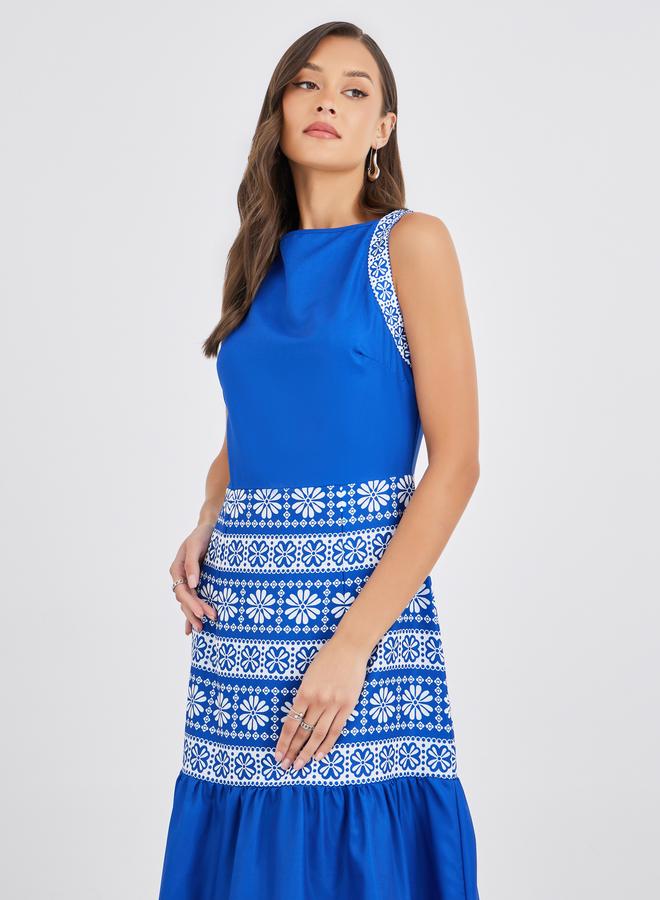 Styli Aztec Digital Print Sleeveless A-Line Maxi Dress - Image 3