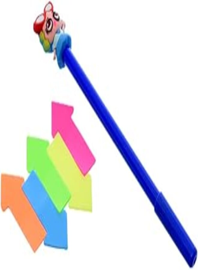 Winbook WN-NF03 Super Sticky Tabs Arrow Shape Pack of 5 Blocks 10 Sheets Per Block Assorted Colors with Cute Blue Ink Pen for Messages, Notes and Tasks - Multi Color