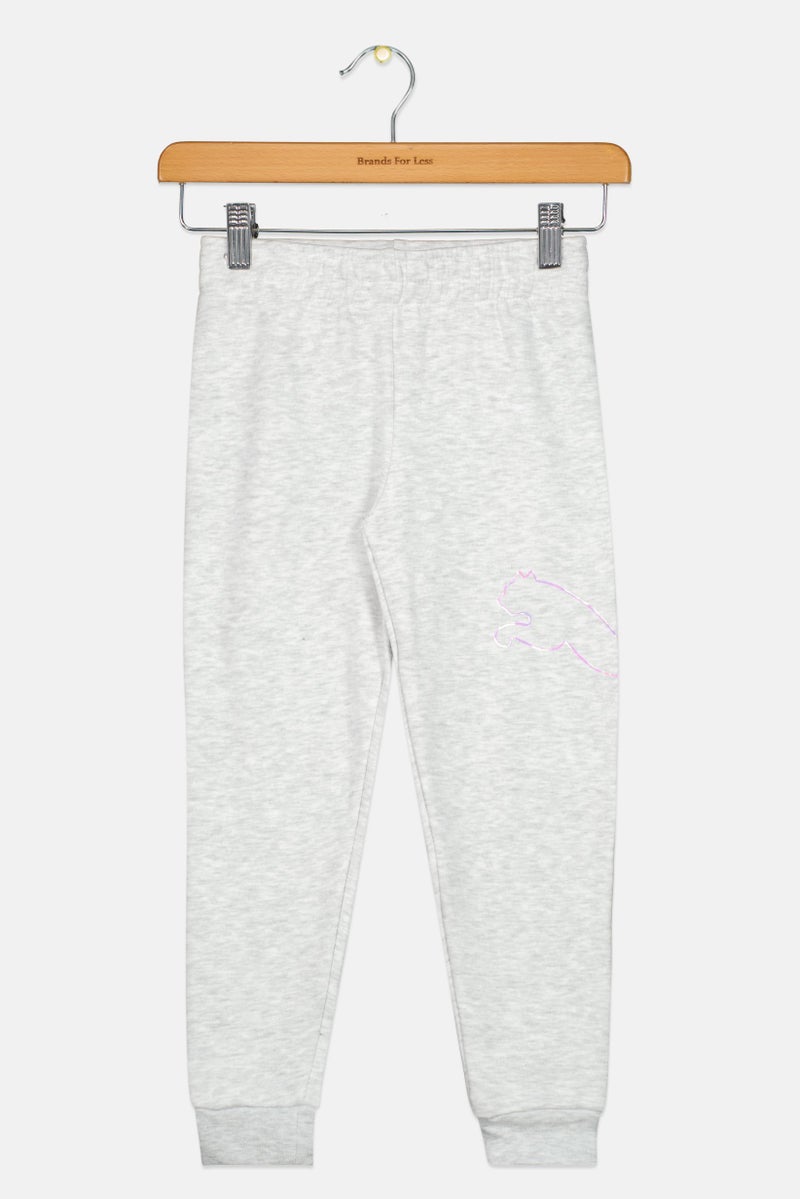 PUMA Kids Girl Sportswear Fit Brand Logo Outdoor Sweatpants, Light Grey - Image 1