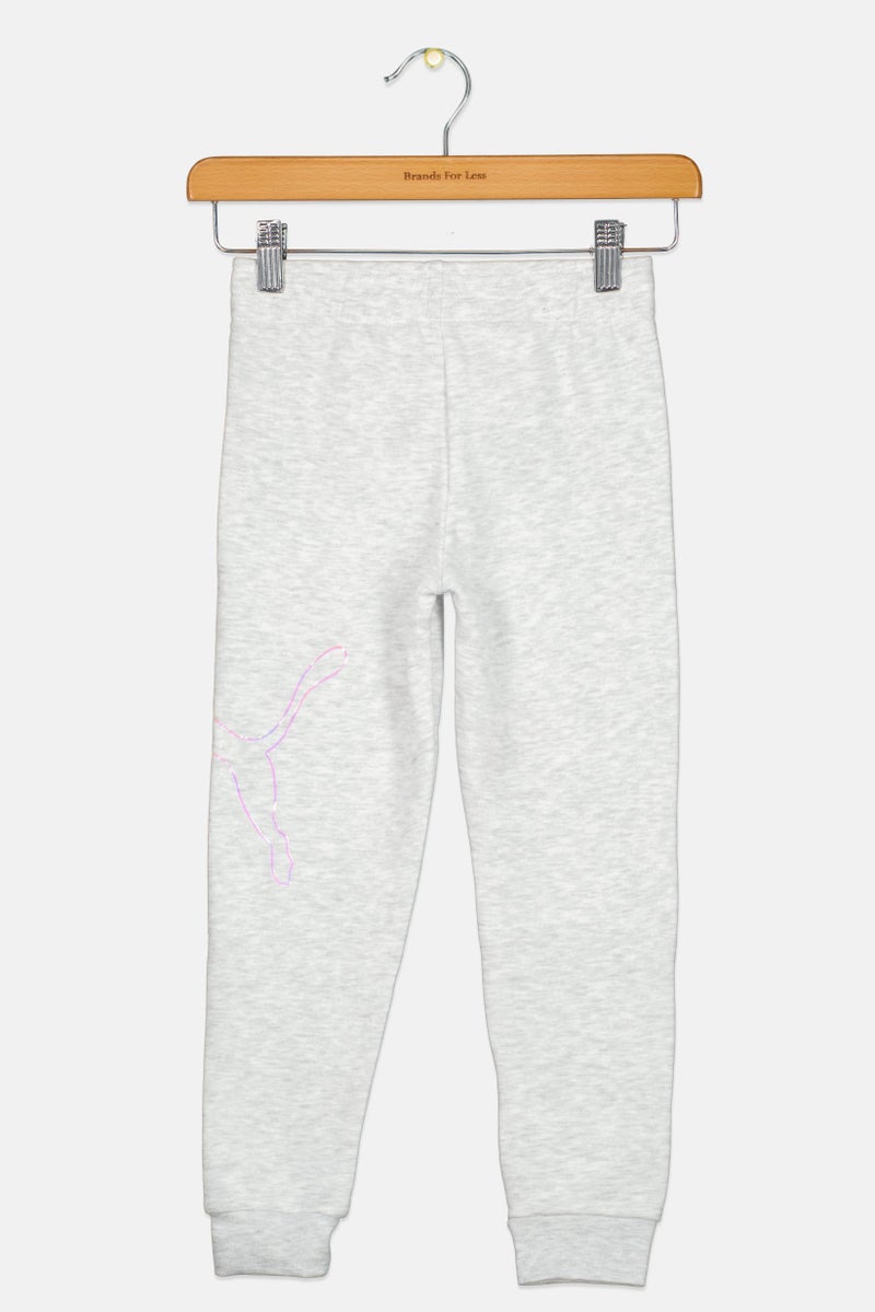PUMA Kids Girl Sportswear Fit Brand Logo Outdoor Sweatpants, Light Grey - Image 2