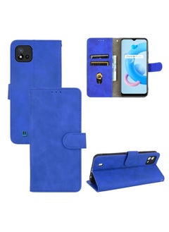 HuHa Case Cover For Realme C11 2021 / Realme C20 Solid Color Skin Feel Magnetic Buckle Horizontal Flip Calf Texture PU Leather Case with Holder & Card Slots & Wallet Blue 