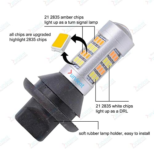 Durvient.com® Error Free Dual Color Switchback DRL Indicator LED Turn Signal with Built-in Resistors (PY21W BAU15S Cross Pin, 1 Pair) - Image 5