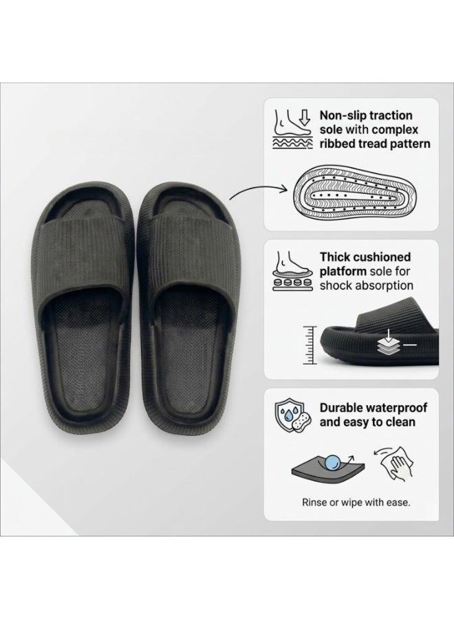 Dealzlot Pillow Slides Slippers for Women and Men – Ultra Cushion Cozi Cloud Cushion Slides, Non-Slip Thick Sole EVA Open Toe House Shoes, Lightweight Quick Drying Shower Sandal & Pool Slides- Medium (7/8) - Image 5