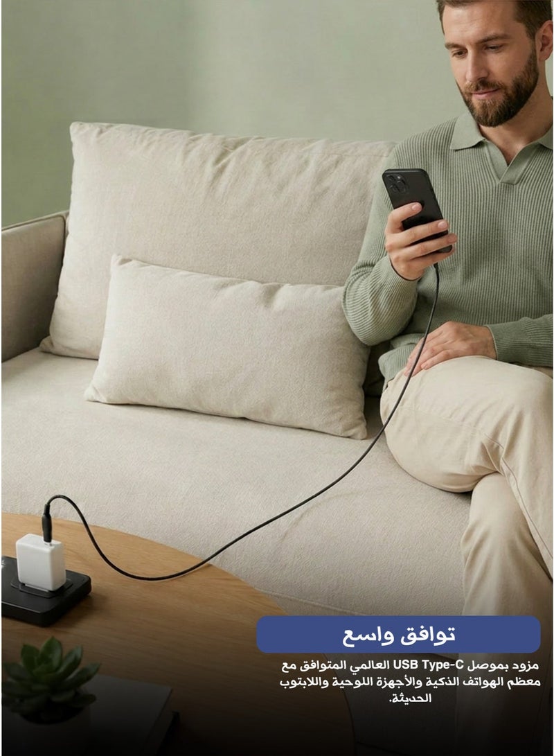 باس تيك كابل بيانات وشحن USB إلى Type-C بطول 120 سم، من باس تيك، مادة TPE، نقل سريع، متين، مضاد للالتواء، متوافق مع جميع الأجهزة - Image 2