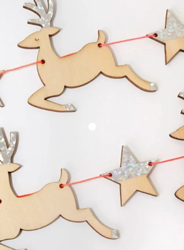 Meri Meri Wooden Reindeer & Star Garland