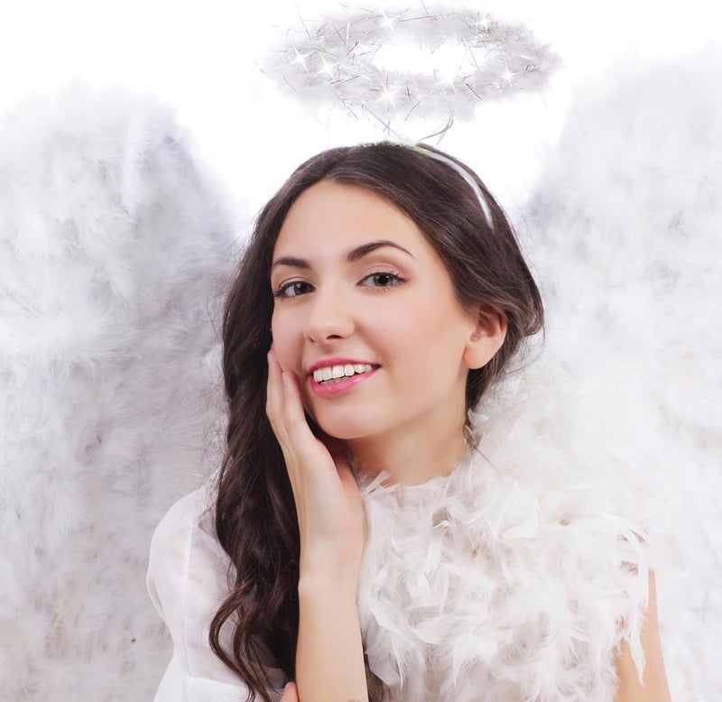 KANGAROO Angel Halo Headband for Women – Light Up Feather Headband Halo Prop with 6 White LED Lights, Fluffy White Angel Costume Accessory for Cosplay, Photo Shoot, New Year Eve & Easter Event - Image 5