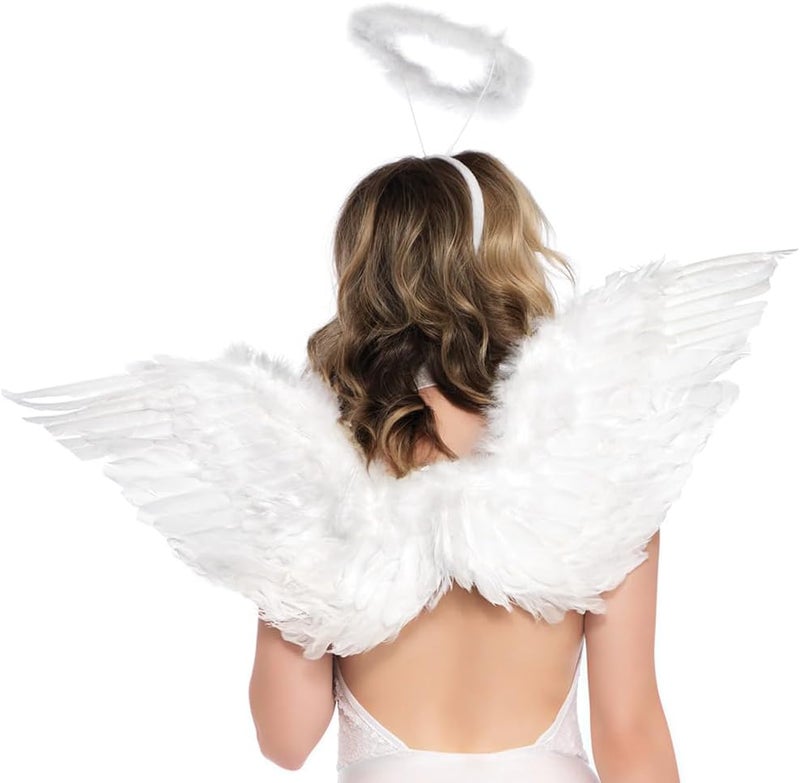 KANGAROO Angel Halo Headband for Women – Light Up Feather Headband Halo Prop with 6 White LED Lights, Fluffy White Angel Costume Accessory for Cosplay, Photo Shoot, New Year Eve & Easter Event - Image 2