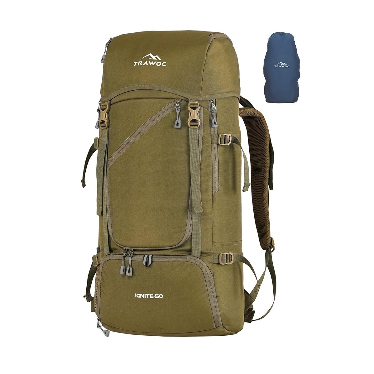 Top Open Rucksack Trawoc IGNITE 50 Litre Travel Bag Front & Top Open Backpack for Hiking ...