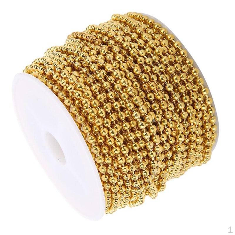 VRADAH Ball Chain for Jewelry MakingDecorating Embroidery Craft Work Golden Pack of 5 Meter Size 2mm