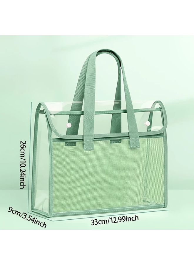 Vertical Green Large Capacity Waterproof PVC Document Storage Bag Expandable Organizer Folder For Office Students Teachers - Image 2