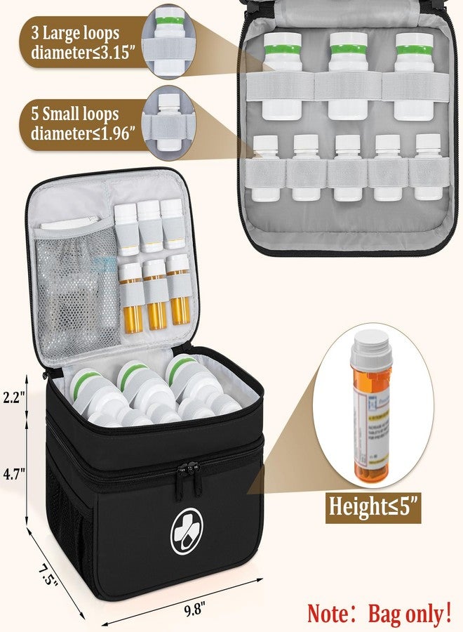 LASUK Dual Layers Medicine Organizer Bag, Pill Bottle Organizer Storage with Lockable Zipper, Lockable Medicine Travel Case for Pills, Vitamins, Medical Supplies, Black - Image 5