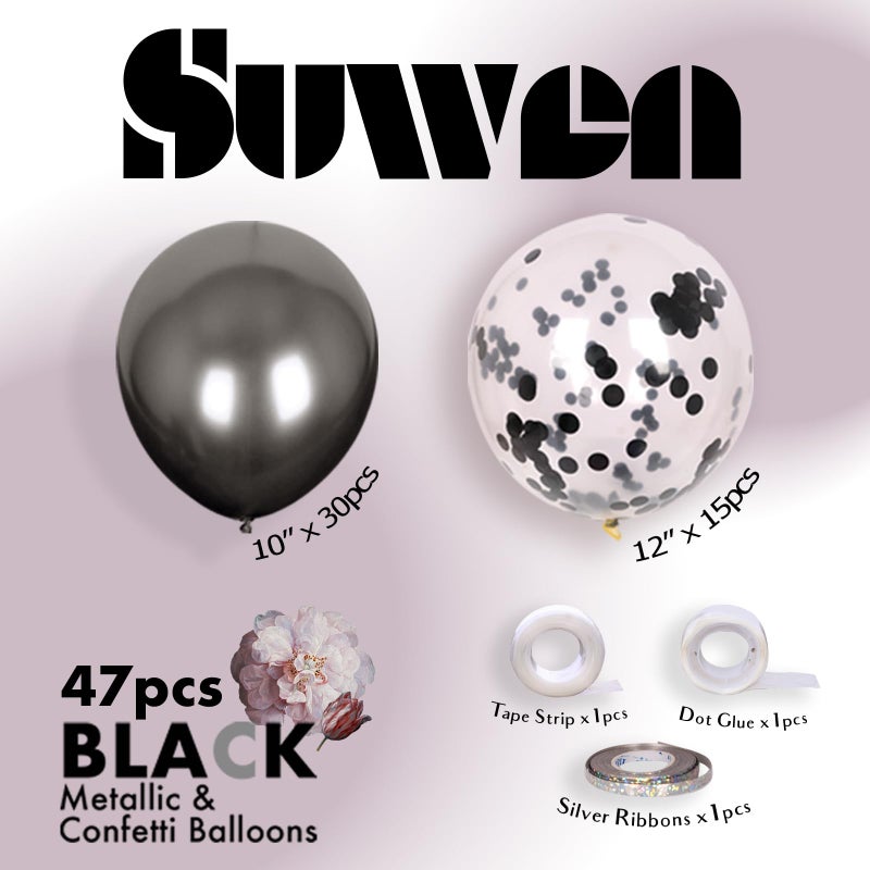 Suwen Metallic Gold Balloons And Confetti Balloons Set 47Pcs Latex Helium Chrome Gold Balloon For Birthday Graduation Anniversary Party Decorations - Image 2