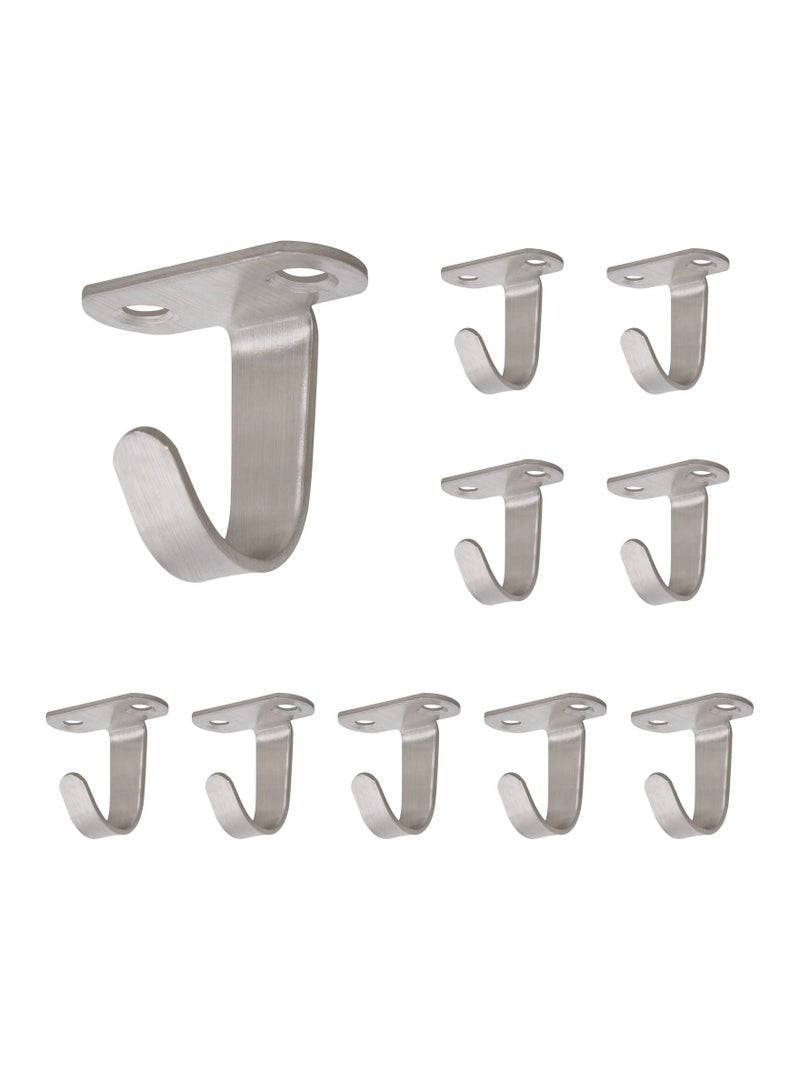 10 Pack Stainless Steel Screw Mounted Ceiling Hooks Under Shelf Towel Robe Clothes Hook Heavy Duty Coat Hook Hanger for Bathroom Kitchen Cabinet Garage  - Image 1