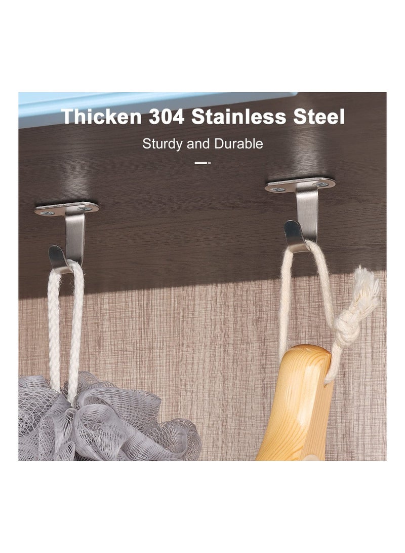 10 Pack Stainless Steel Screw Mounted Ceiling Hooks Under Shelf Towel Robe Clothes Hook Heavy Duty Coat Hook Hanger for Bathroom Kitchen Cabinet Garage  - Image 2
