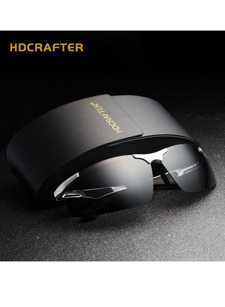 HDCRAFTER New polarized frameless all aluminum magnesium sports driving cycling glasses - Image 1