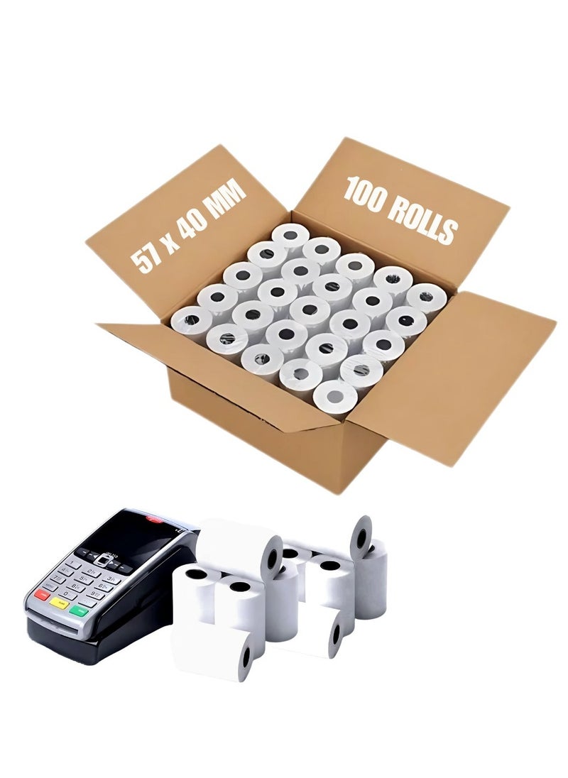 Thermal Receipt Paper Rolls 57x40 mm . Thermal Paper POS Cash Register Receipt, Fits All Credit Card Terminal, Premium Quality, Thermal Paper Rolls Compatible for PDQ and EPOS, (100 Rolls Pack), High-Quality Prints - pzsku/ZA1A3A30C1C758C56F1E5Z/45/_/1729337379/cd8bb636-f08c-4d48-ba14-55470676c238