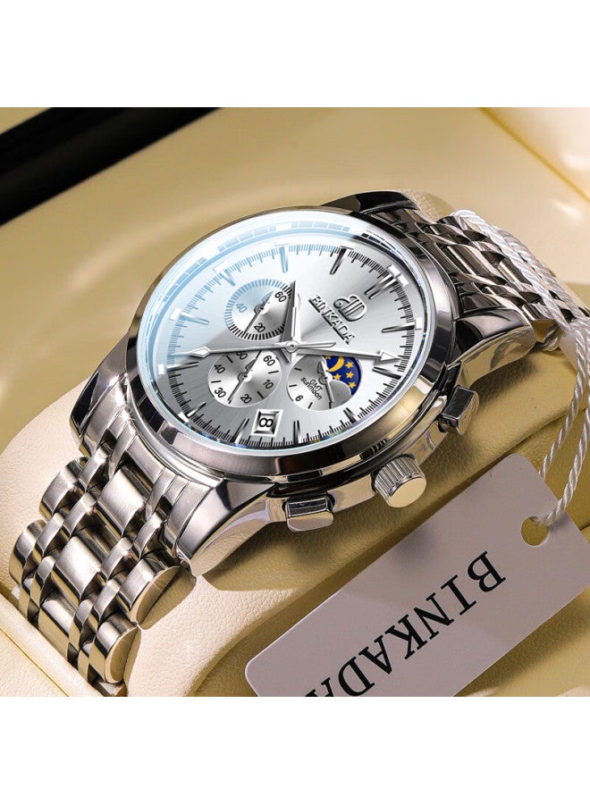 Binkada Men's Moon Phase Multifunction Automatic Mechanical Watch Top 10 Brand Birthday Gift For Boyfriend - Image 5