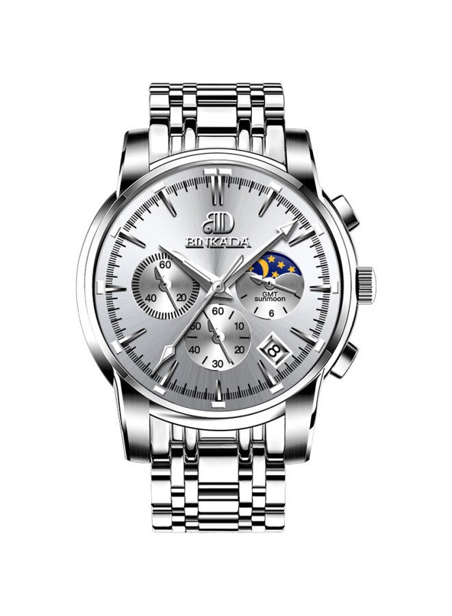 Binkada Men's Moon Phase Multifunction Automatic Mechanical Watch Top 10 Brand Birthday Gift For Boyfriend - Image 4